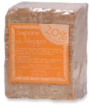 Nour - Sapone di Aleppo cubo - 20% olio di alloro - gr 200